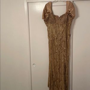 Gold sparkly dress.